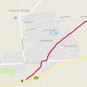 Route from Carrigtohill to Currag Woods