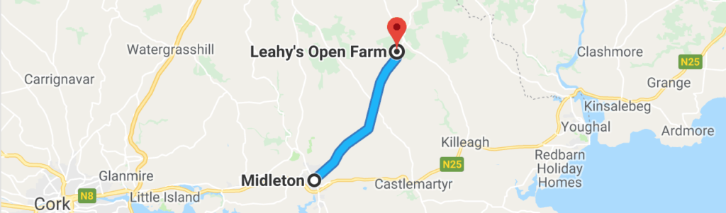 Route from Midleton to Leahy's Farm